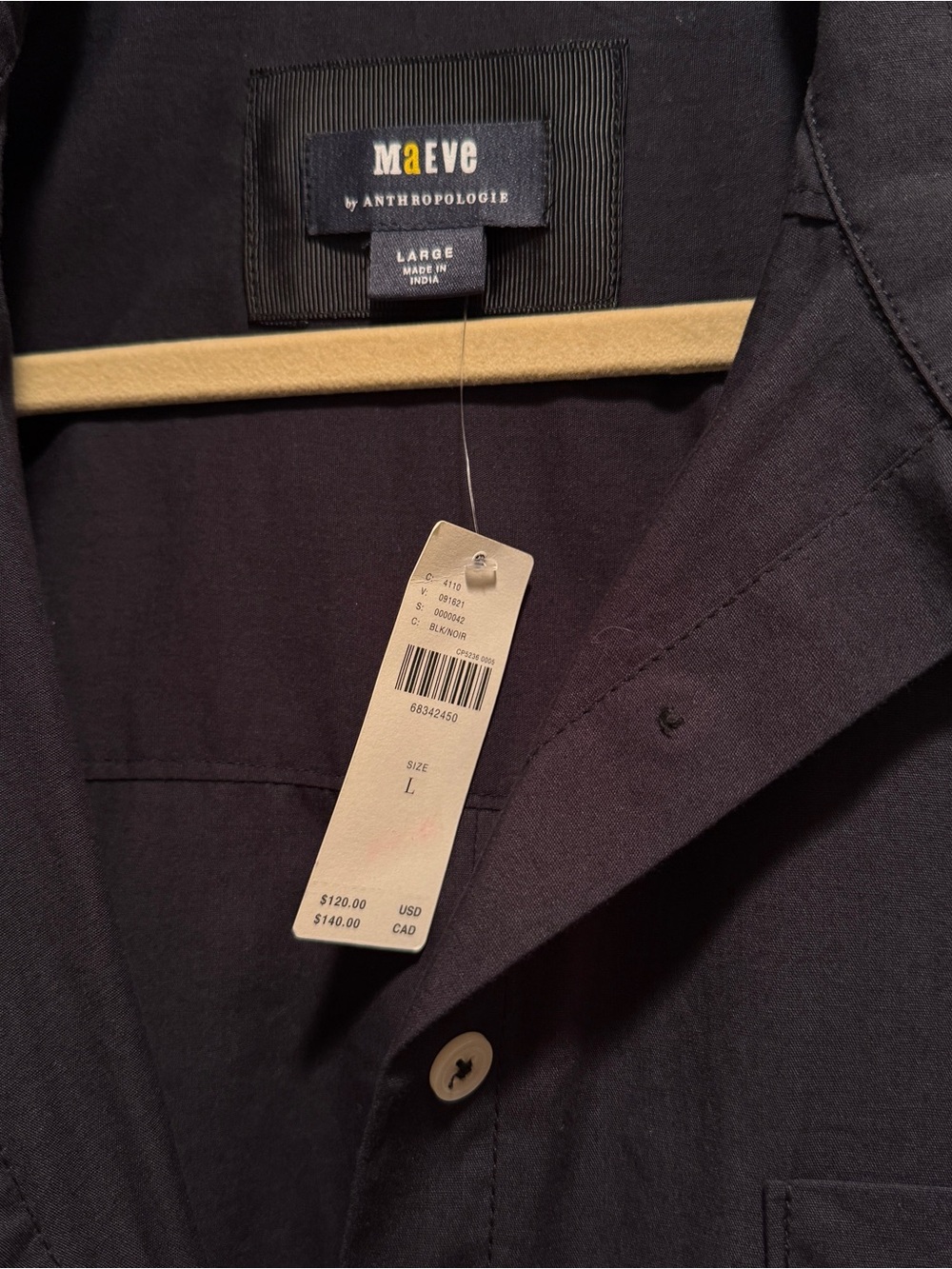 Anthropologie Maeve Oversized Black Button-Down Shirt - Picture 7 of 13